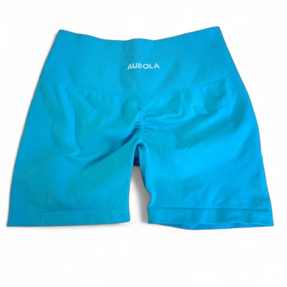 AUROLA Power Workout Shorts Seamless Active Short Blue - Picture 2 of 4